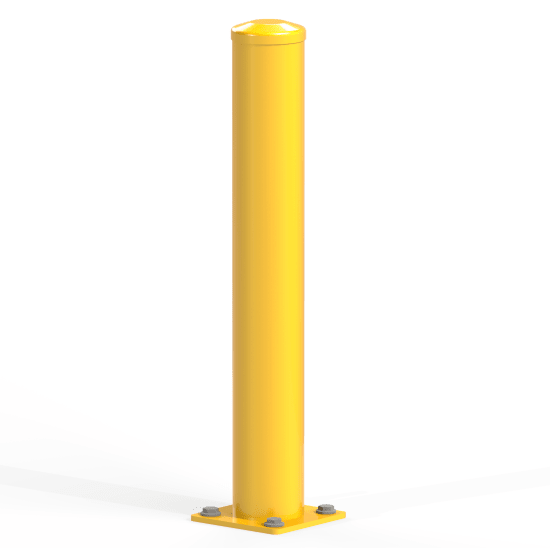DexSafe Surface Mount Bollard-1100H: 1100mm tall steel bollard for traffic control, featuring a stylish dome cap and easy installation.