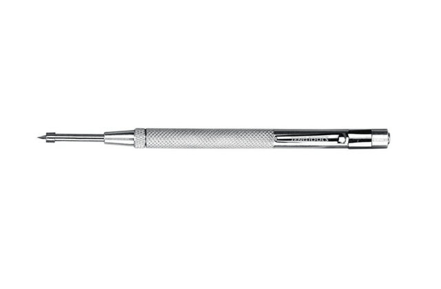 Teng Scriber with ergonomic knurled handle and pocket clip for precise marking on wood, metal, and plastic.