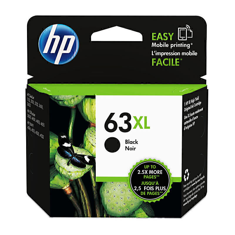 HP 63XL High Yield Black Ink Cartridge F6U64AA (Each)