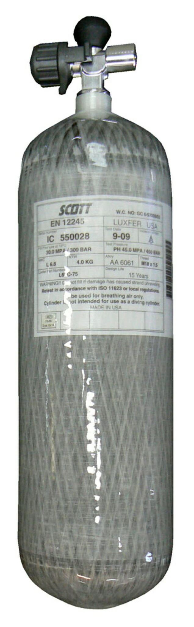 3M SCBA Composite Cylinder 9L 300 Bar (T Valve)