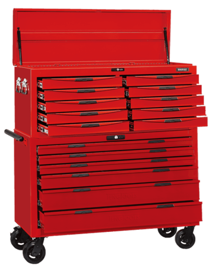 Teng 16 Drawer Toolbox Stacker with lockable drawers, ball bearing slides, and heavy-duty construction for superior organization.