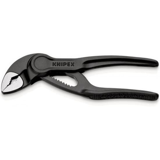 Compact Knipex Cobra Multigrip Pliers XS-100mm with slim design, 11 adjustment positions, and secure grip for tight spaces.