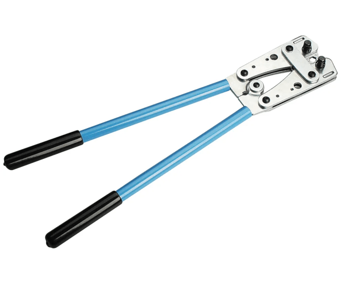 Cabac Hexagonal Crimper for 6-120mm² lugs, featuring self-contained rotating dies and over-centre action for reliable crimping.