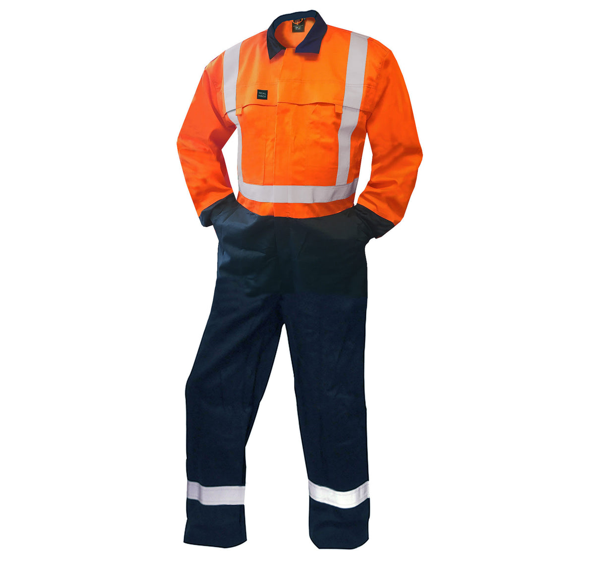 Safe-T-Tec 12cal FR Hi Vis Overall 840021 - Orange/Navy (Size: 05)