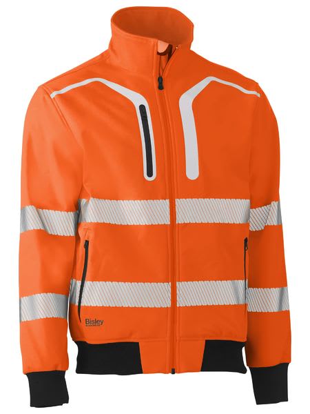 Bisley, Hi Vis Soft Shell Bomber Jacket, BJ6979T - Orange/Navy - 2XL