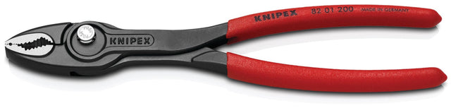 Knipex TwinGrip Slip Joint Pliers with front and side grip, adjustable slip joint, safe pinch stop, and durable steel construction.