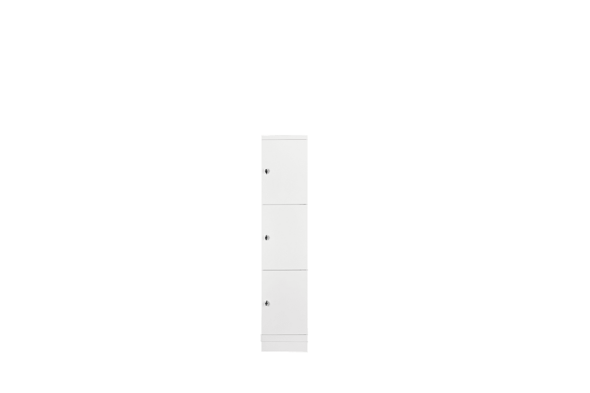 Flush Front Lockers 3 Door Padlatch White 400mm Wide - Steelco