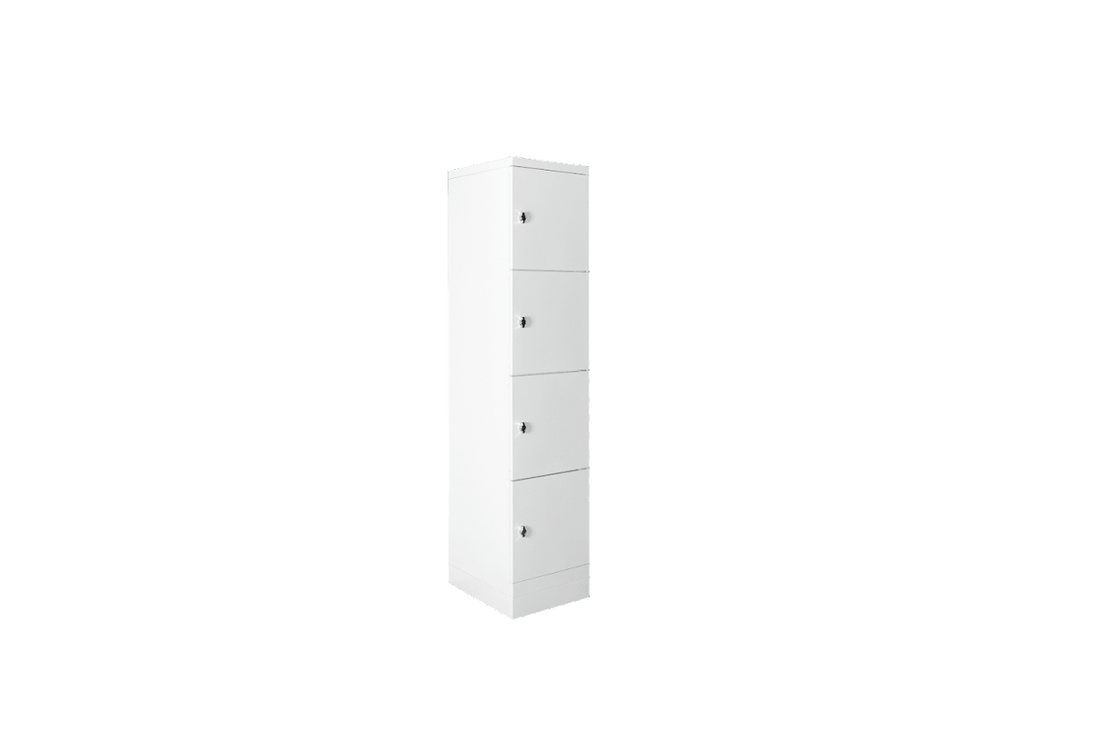 Flush Front Lockers 4 Door Padlatch White 400mm Wide - Steelco