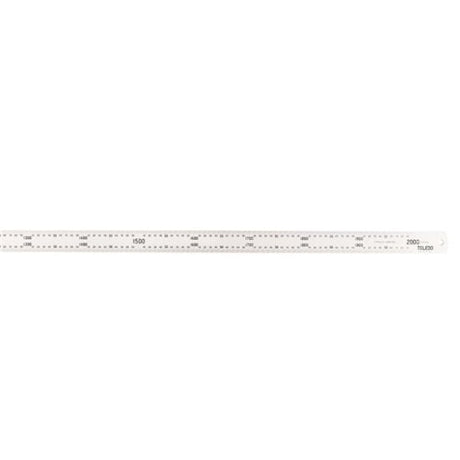 Toledo Stainless Steel 4000mm single-sided measuring rule with clear markings, square and round ends, and hanging hole.