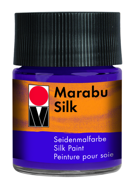 Aubergine silk paint in 50ml, perfect for vibrant designs on sheer light fabrics, offering exceptional lightfastness.