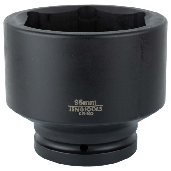 Teng 1in Dr. impact socket with black phosphate finish, designed for durability and secure attachment to power tools.