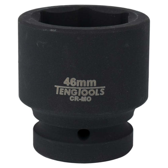 Teng 1in Dr. Impact Socket 46mm, durable chrome molybdenum, 6-point design, secure attachment for power tools.