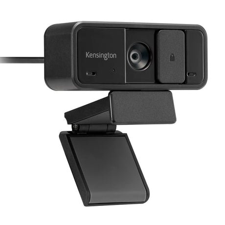 Kensington W1050 Webcam: 1080p, wide-angle, adjustable lens, dual mics, ideal for video conferencing and team meetings.