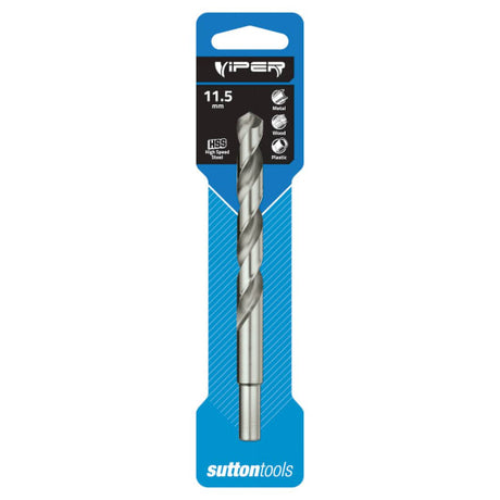 Sutton HSS Viper Jobber Drill-11.5mm, engineered for fast, precise drilling in various materials with self-centering Viper point design.