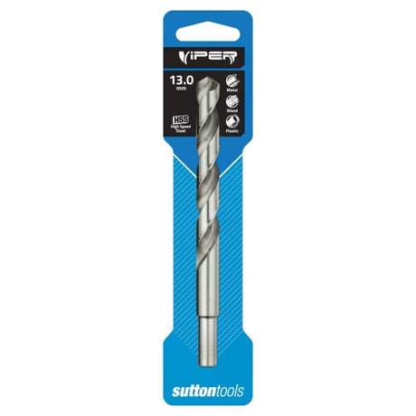 Sutton HSS Viper Jobber Drill-13mm for fast, precise drilling in various materials with self-centering Viper point design.