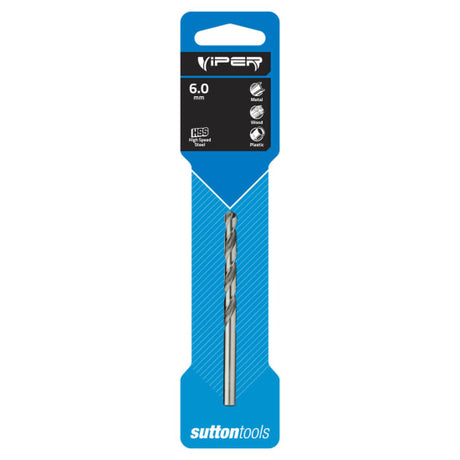 Sutton HSS Viper Jobber Drill-6mm with innovative design for fast, precise drilling in metal, wood, and plastics.