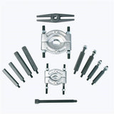 Toledo 12-piece bearing separator puller kit with various separators, rods, and a forcing screw for easy bearing removal.