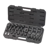 Toledo Diesel Injector Puller Adapter Set featuring 21 durable pieces, universal joint for access, in a custom storage case.