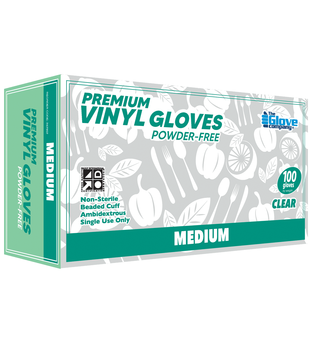 TGC Premium Vinyl Gloves Powder Free Clear S-XL (Pack of 100) - Clear - M