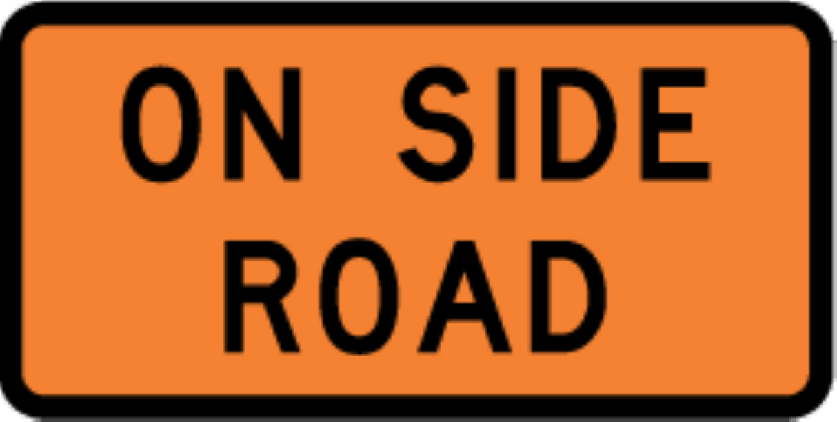 Road Works Sign | On Side Road W900mm x H450mm (Single Sided) - Standard