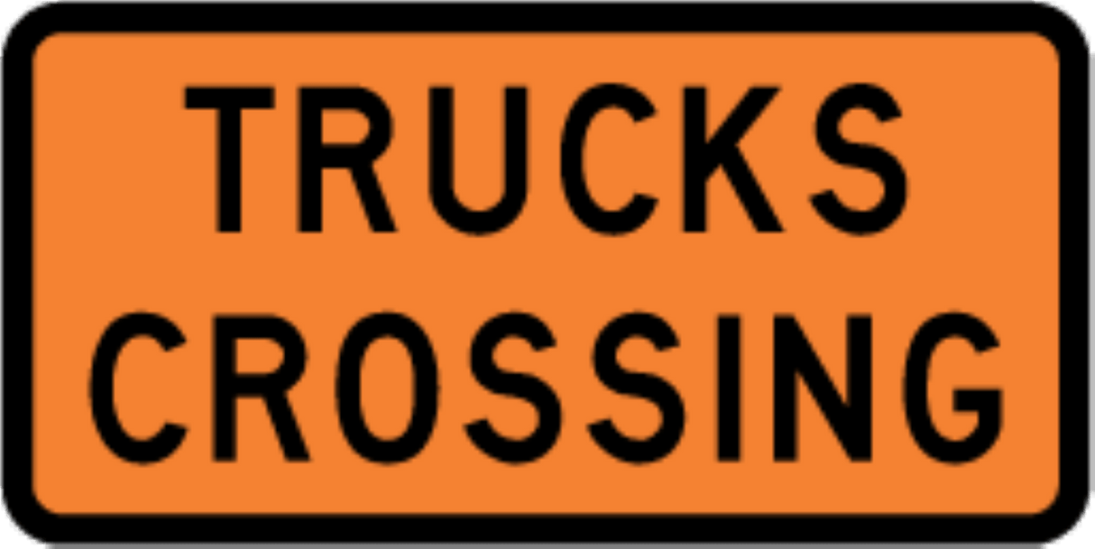Road Works Sign | Trucks Crossing W900mm x H500mm (Single Sided)
