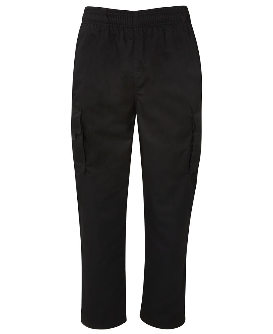 JB's Wear Chef s Elasticated Polycotton Cargo Pa - Black (Size: XXS)