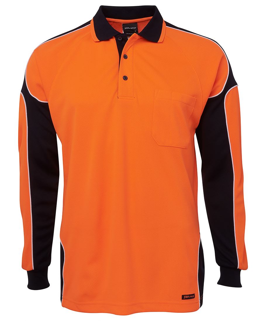 JB's Wear, Hi Vis Arm Panel Polo, 6AP4L - Orange/Navy (Size: XL)
