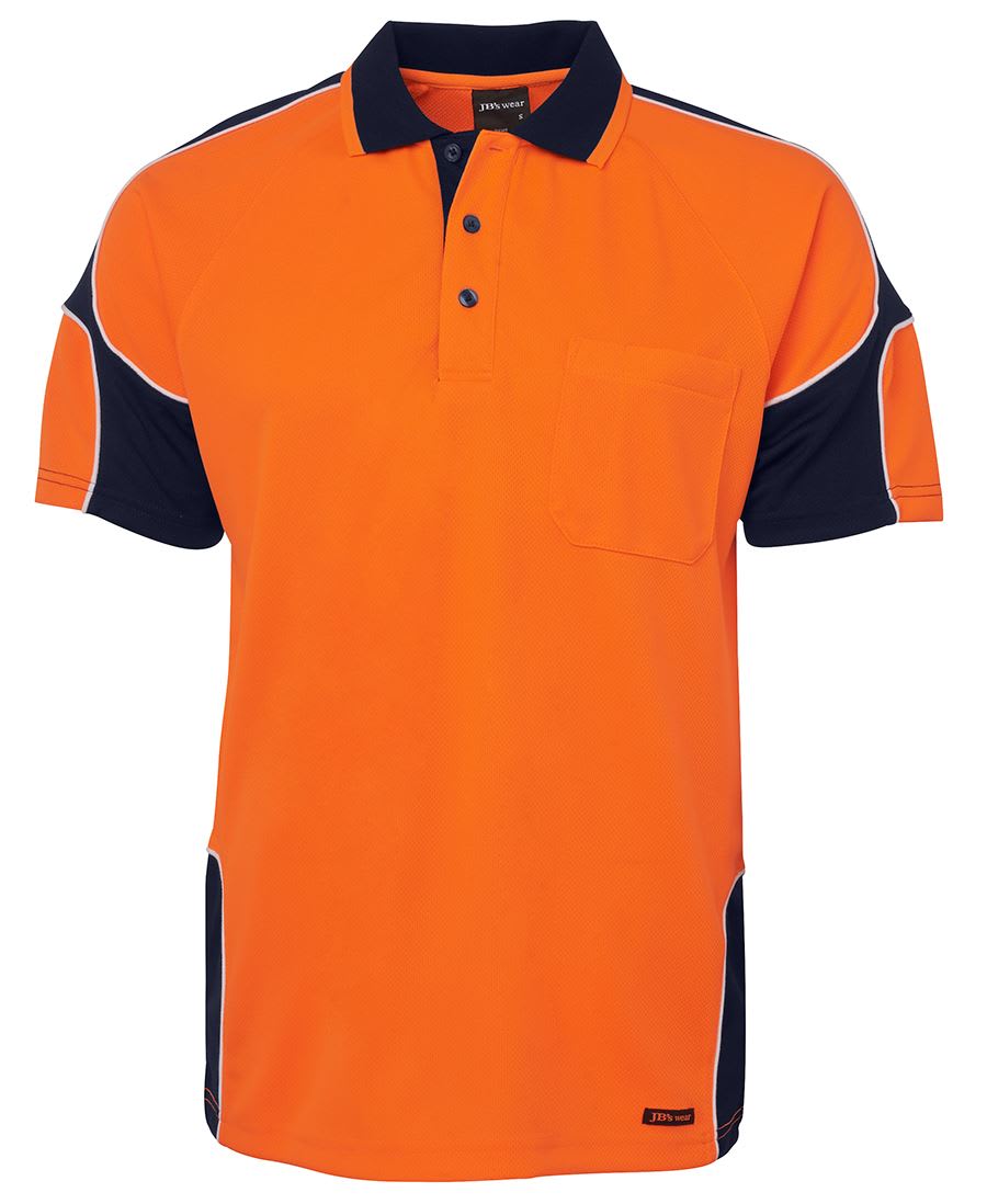 JB's Wear, Hi Vis Arm Panel Polo, 6AP4S - Orange/Navy (Size: S)