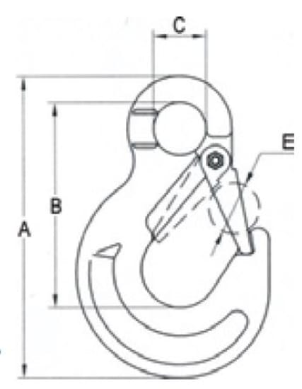 Bullivants Grade 100 Eye Type Sling Hook with secure latch and low profile trigger, designed for safety and heavy lifting.