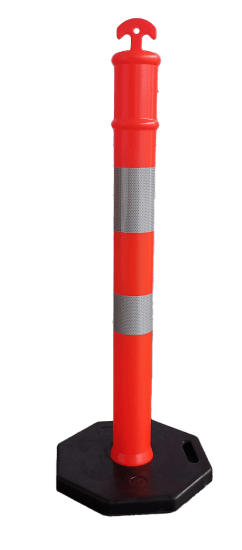 T-Top Bollard, 1125mm tall, lightweight PVC design with reflective collars for high visibility; ideal for crowd control and area management.