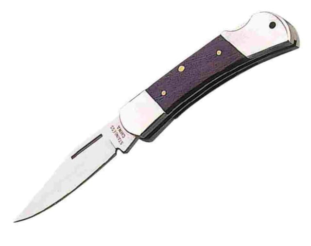 Elegant black rosewood knife with 2.5" stainless steel blade, ideal for culinary and outdoor tasks, featuring brass bolsters.