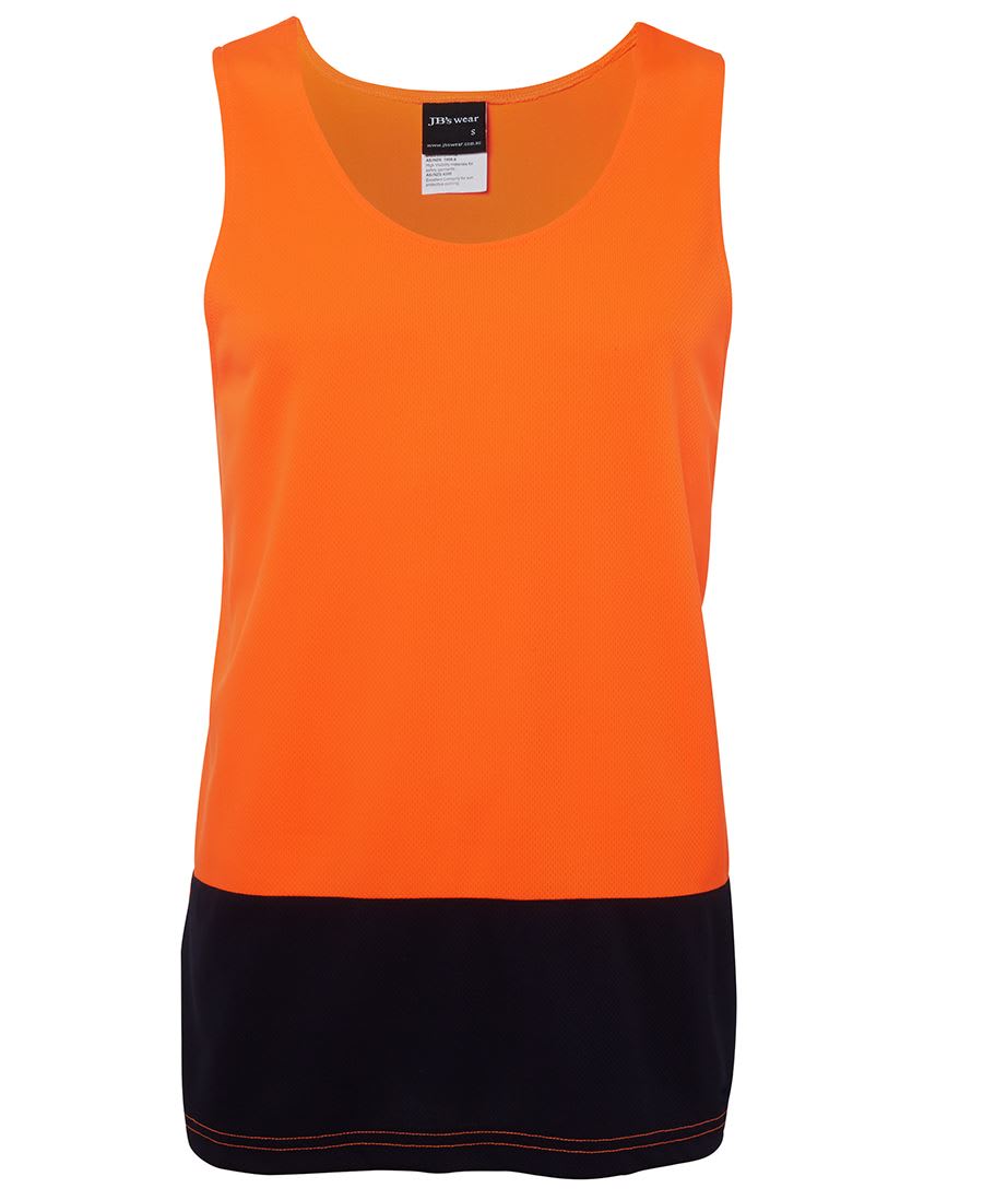 JB's Wear, Hi Vis Singlet, 6HTS - Orange/Navy - S