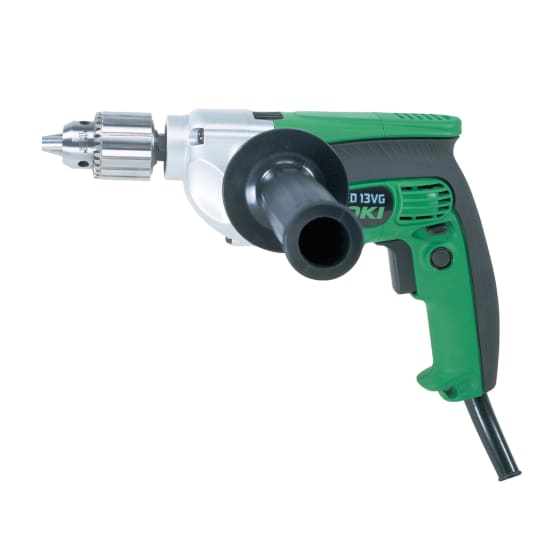 HiKOKI Heavy Duty 800W Drill in case, featuring 13mm chuck, 74Nm torque, and variable speed for versatile drilling tasks.