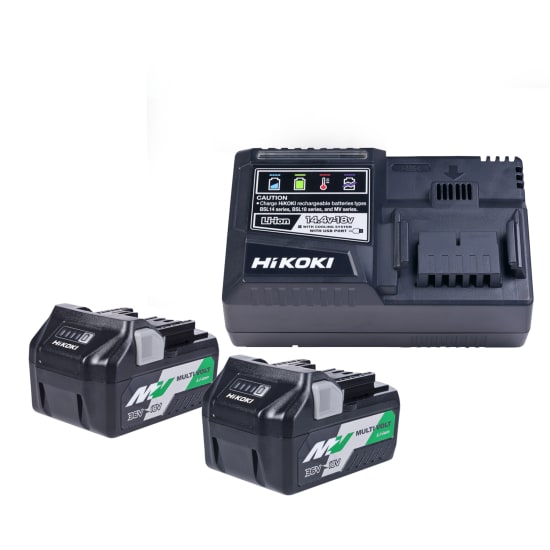 HiKOKI Battery & Rapid Charger Kit 1080W with two Multi Volt batteries, designed for high performance in 36V and 18V tools.