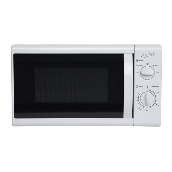 Nero 20L Microwave in white, 700W with turn dial controls and pull handle door for efficient cooking.
