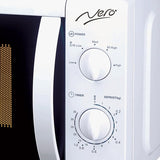 Nero 20L White Microwave with 700W power, turn dial controls, and pull handle for easy access in modern kitchens.