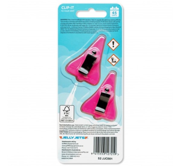 Bubblegum-scented jet-shaped air freshener designed for cars and homes, offering a sweet fragrance lasting up to 45 days.