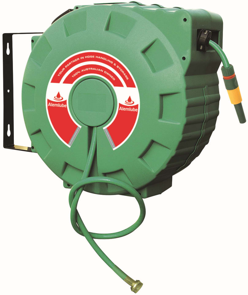 Alemlube S Series Water Hose Reel With Nozzle 12mm x 30m (Each)