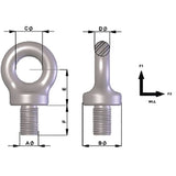 Bullivants M10 grade 4 eyebolt, designed for lifting with 0.25T WLL, compliant with AS 2317, featuring precise dimensions.