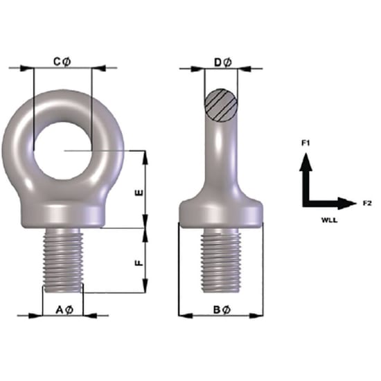 Bullivants Eye Bolt D/F-UNC 3/8" 0.25T WLL (Each)