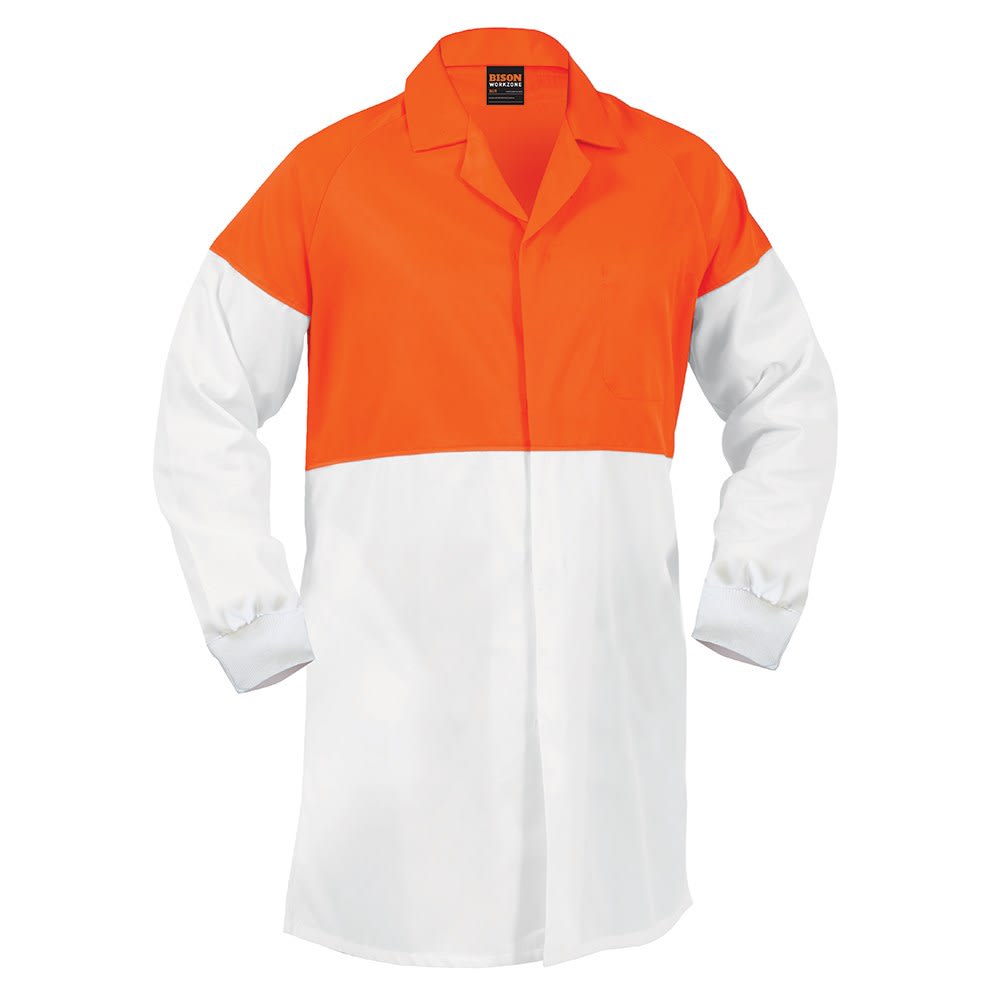 Lightweight Hi Vis Food Industry Dustcoat, 380012 - WHT FLUR ORA - 07