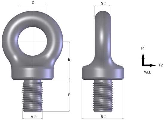 Eyebolt D/F Black BSW 5/8" 0.80T WLL