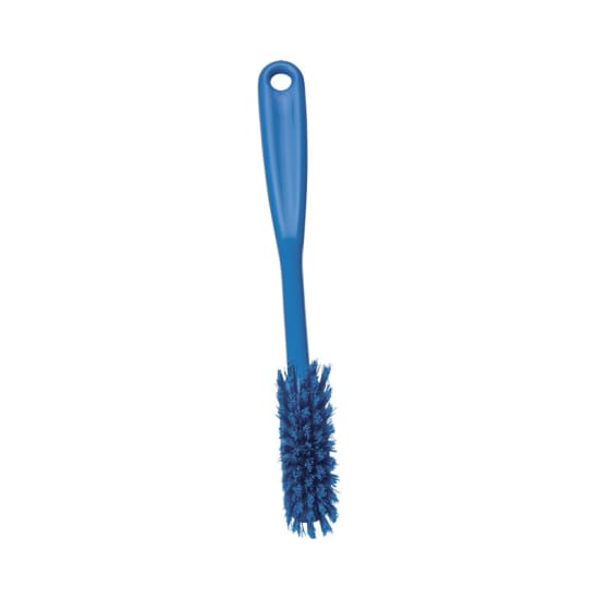 Ergonomic Vikan Brush Narrow Blue, ideal for cleaning dishes and hard-to-reach areas; durable and FDA approved for food contact.