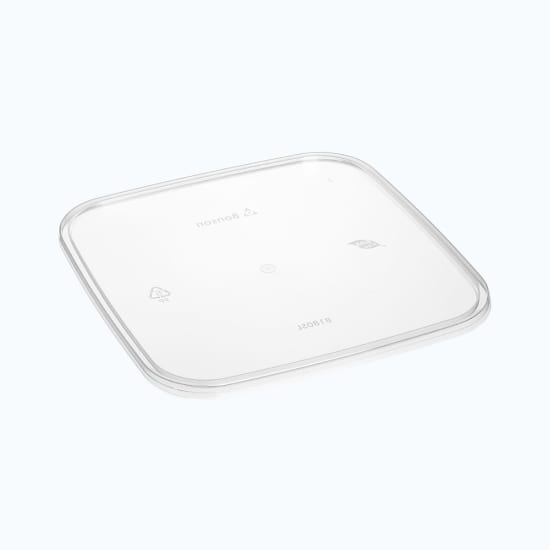Clear square lids made of FDA-approved polypropylene, ideal for secure food storage and easy stacking, 10-pack from Bonson.