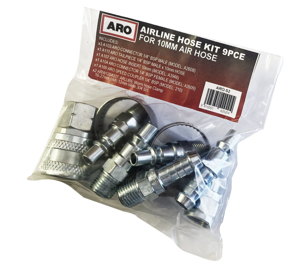 ARO S2 Airline Hose Kit 1/4" BSP 9 Piece