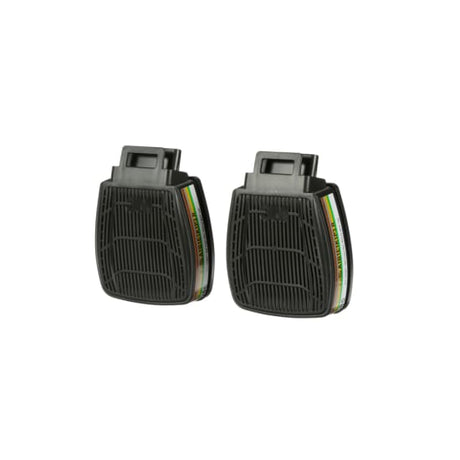 3M Secure Click D8094 Dual Flow cartridges in a box of 4 pairs for optimal respiratory protection in hazardous environments.