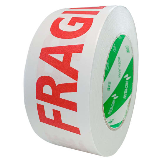 Kraft paper tape with 'Fragile' message, strong adhesive, eco-friendly, ideal for sealing medium-weight packages.