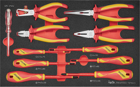 Teng Insulated Plier and Screwdriver Set with 11 durable tools, designed for safety in live electrical environments.