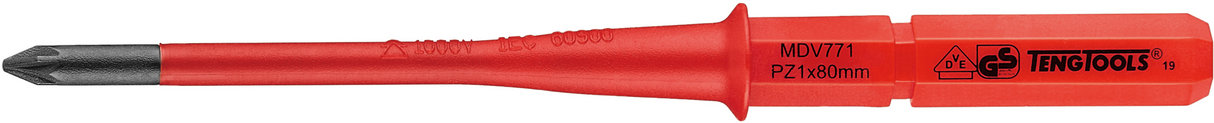 Teng 1000V interchangeable PZ1 slim screwdriver, ideal for live electrical work up to 1,000 volts, for precision fastening.