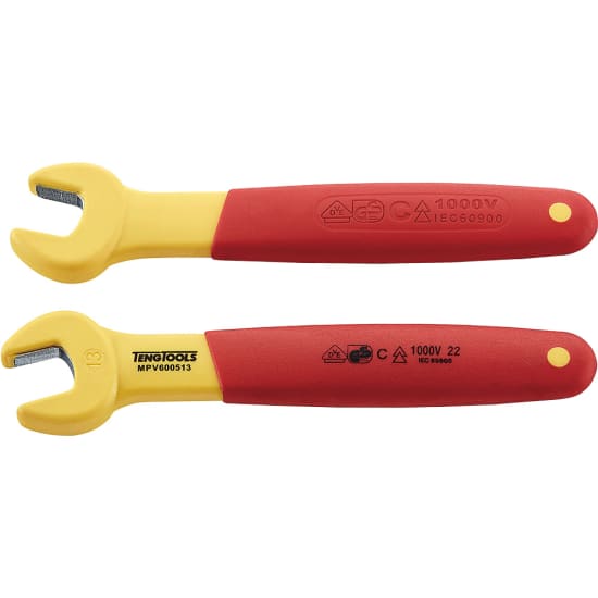 Teng Insulated Spanner-9mm with dual-ended design, 12-point ring, and anti-corrosive finish for safe electrical work.